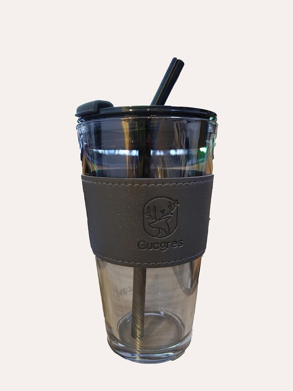 TEAABLISS GLASS-SILICON-GREY-CUP 400 ml Glass, Aluminium Sipper(Pack of 1, Grey)