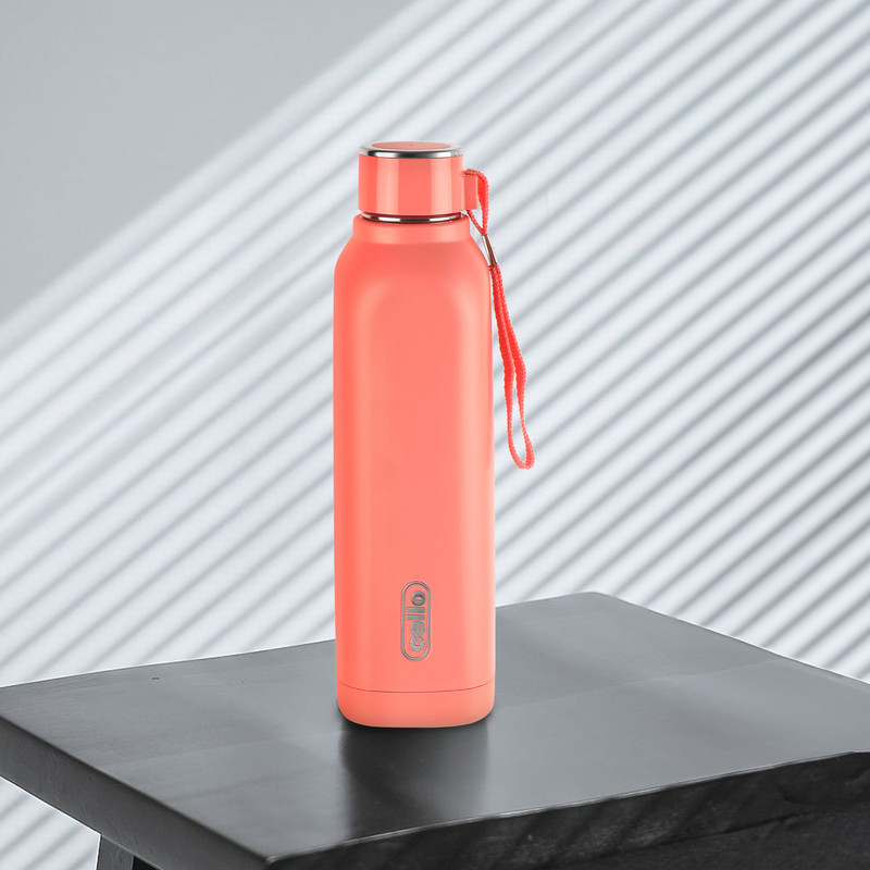 cello Puro Steel-X Royce 600 | PU Insulation | Leak Proof | Wide Mouth | 500 ml Steel Bottle(Pack of 1, Pink)