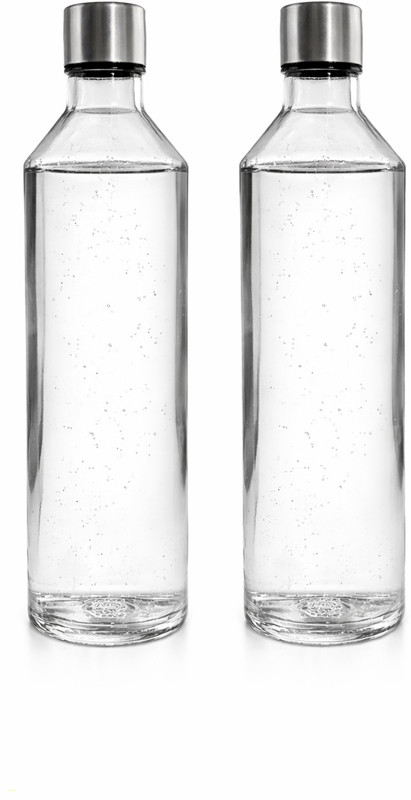 HEALTH TAG Food Grade 750ML Narrow mouth Round Glass Water Bottleakz 750 ml Glass Bottle(Pack of 2, Silver)