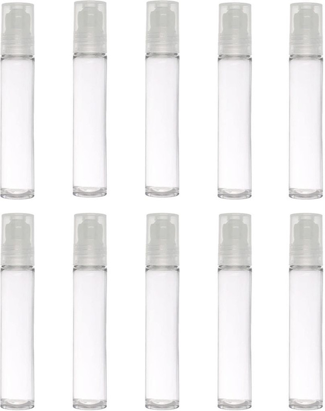 FUTURA MARKET 10ml Pet (Plastic) Transparent Roll On Bottle for Refillable, Lip Balm, Eye Roller 10 ml PET Bottle(Pack of 10, Clear)