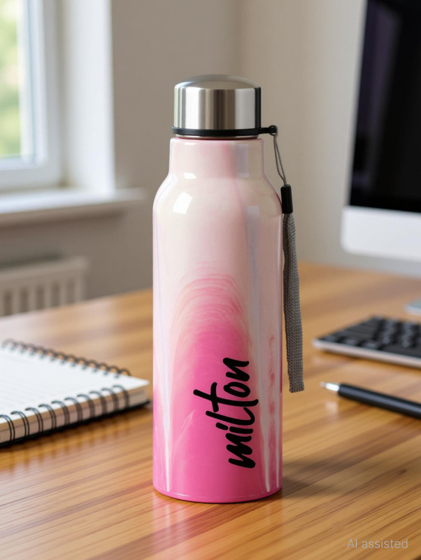 MILTON Steel Marble 900 Insulated Inner Stainless Steel Bottle, Light Pink 630 ml Steel, Plastic Flask(Pack of 1, Pink)