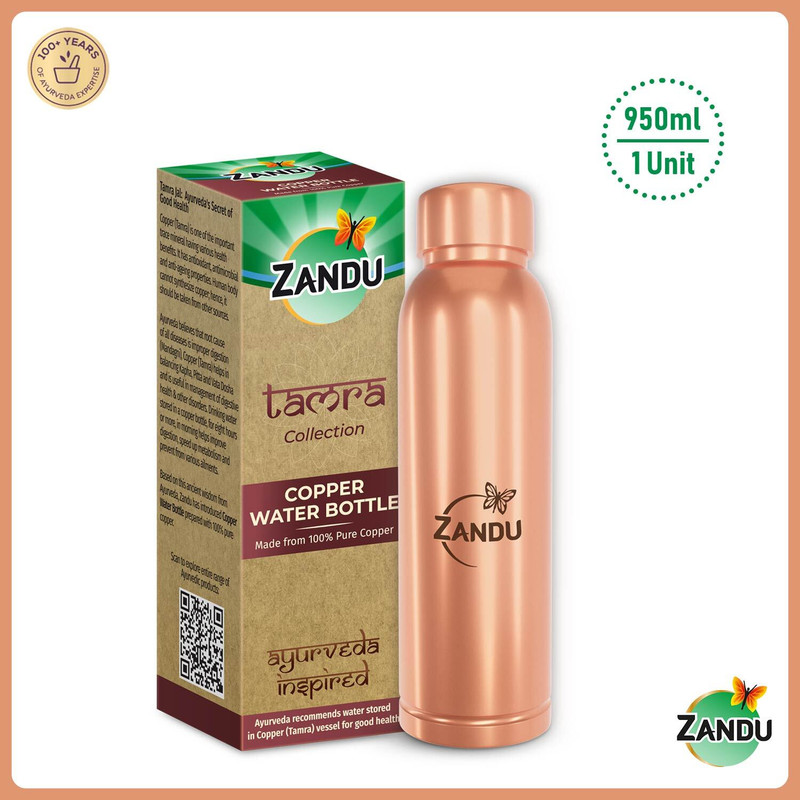 ZANDU Water 950 ml Copper Bottle(Pack of 1, Copper)