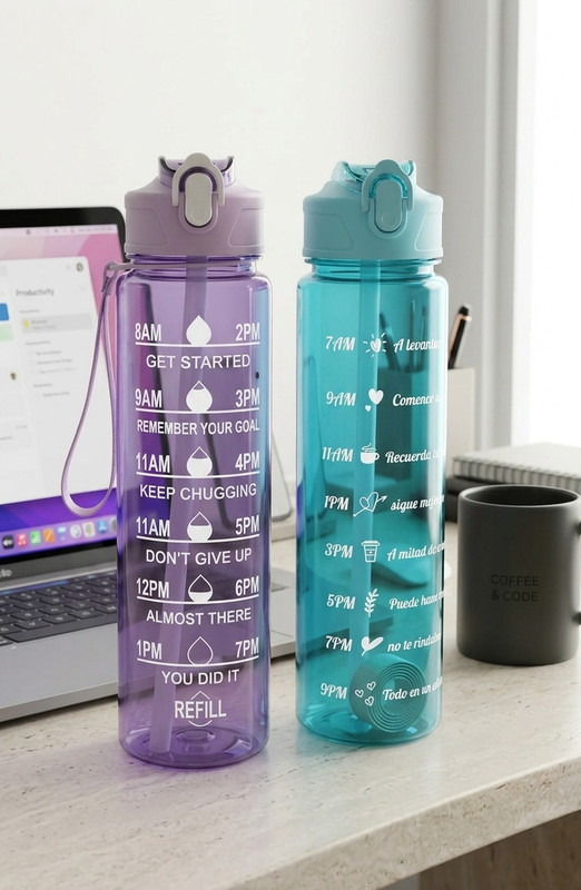 MAHAKAAL TRADERS Mahakaal combo pack of 2 pcs. Motivational Water Bottle of 1 Litre each 2000 ml Plastic Sipper(Pack of 2, Multicolor)