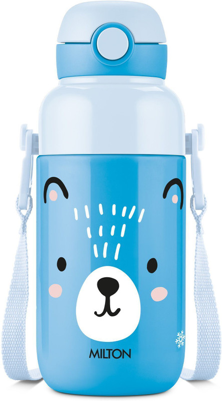 MILTON Steel Indus 400 Thermoware PU Insulated, 390 ml Water Bottle with Straw, Blue 390 ml Stainless Steel Bottle(Pack of 1, Light Blue)