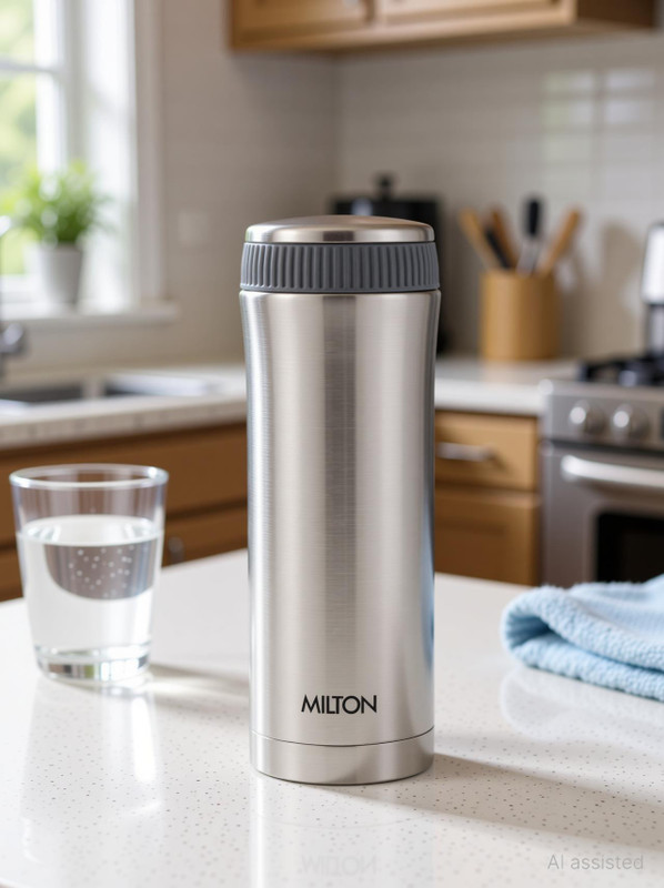 MILTON Thermosteel Optima 500 ML - Steel Plain 500 ml Steel Flask(Pack of 1, Silver)