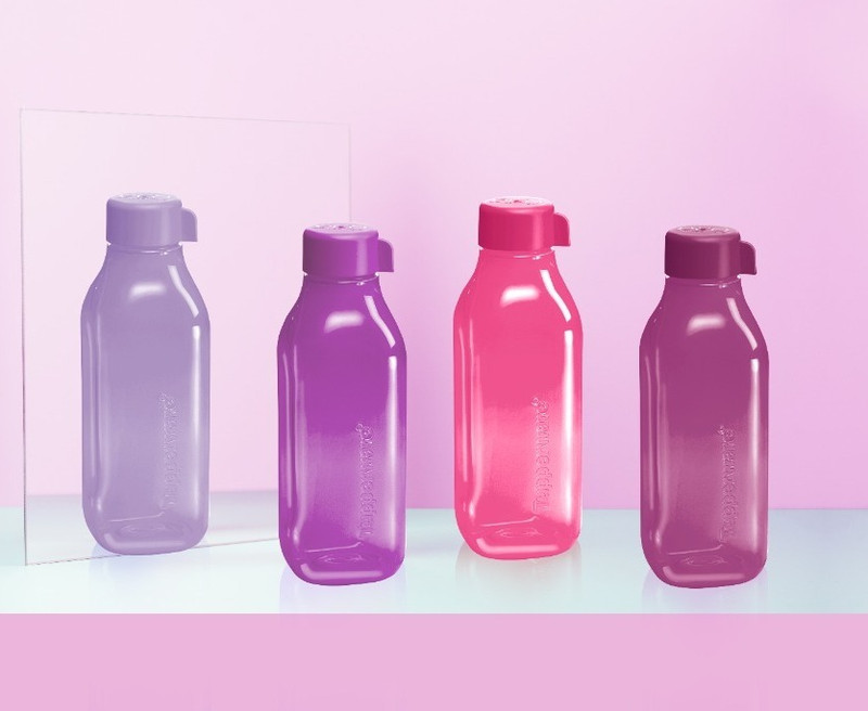 TUPPERWARE Litre Square water bottle pack of 4 1000 ml Plastic Bottle(Pack of 4, Multicolor)
