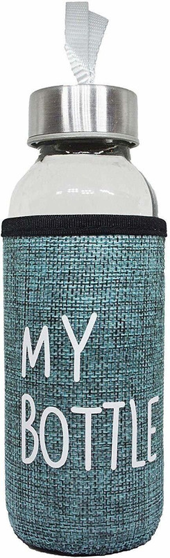 circlebits Glass bottle with cover 300 ml Glass Bottle(Pack of 1, Clear)