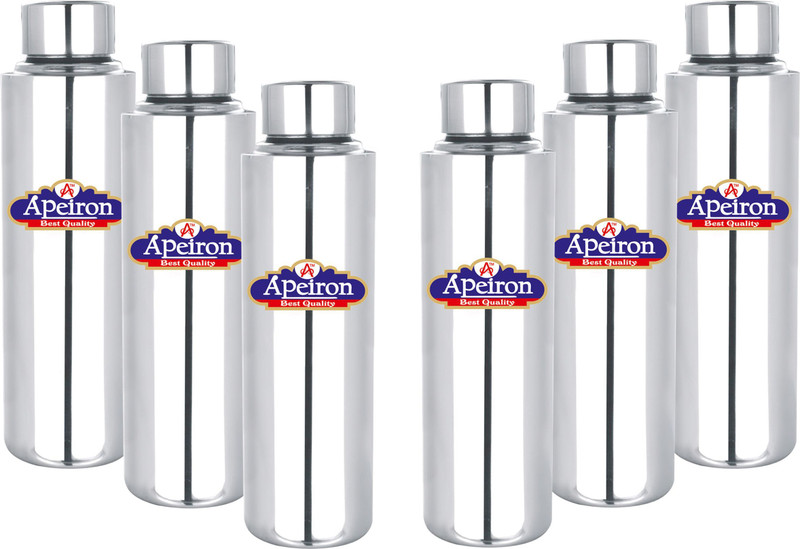 Apeiron Stainless Steel Matt Fridge Water Bottle 1000 ml Steel Bottle(Pack of 6, Silver)