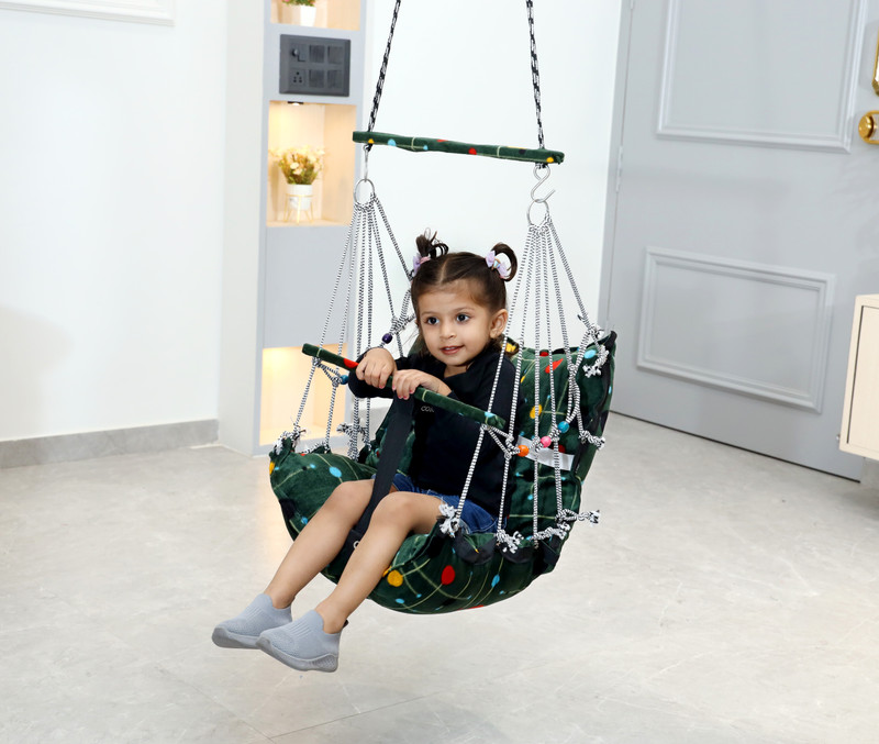 KD CREATION Medium-size Cotton Swing for Kids Baby 1-5 Years(Green)