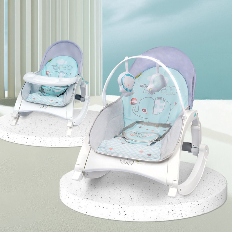 R for Rabbit Baby with Music and Vibration, Adjustable backrest Recline Feature, Rocker(Green)