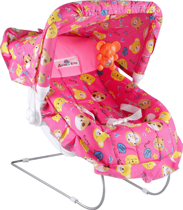 JoyRide Snugglenest Carry Cot | Bouncer | Rocker with Mosquito Net | Sun Shade Bouncer(Pink)