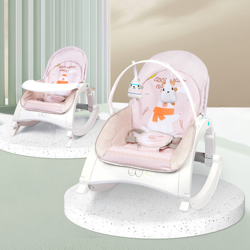 R for Rabbit Baby Rocker with Music and Vibration, Adjustable backrest Rocker(Grey)