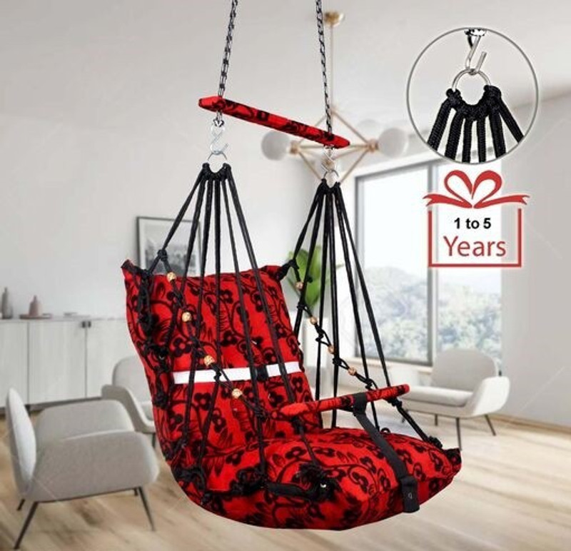 JD ENTERPEISE Cotton Swing Chair for Kids Baby's Children Folding and Washable 1-5 Years Swing(Red)