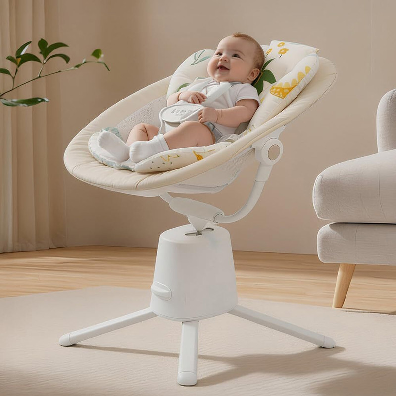 StarAndDaisy Baby Multi-Function Rocker Chair with 5-Level Auto Swing, Bluetooth & Remote Rocker(Beige)
