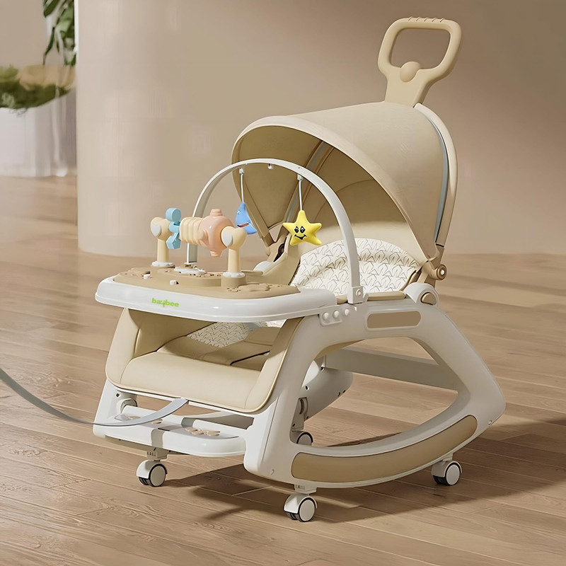 baybee 5 in 1 Baby Rocking Chair for Kids Hanging Toy Baby Dining Booster Seat for Baby Bouncer(Grey)