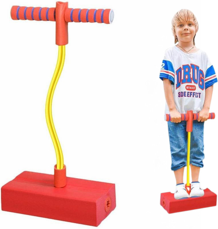 GJSHOP Kids Hopping Pogo Jumper Fun and Safe Pogo Stick Durable Foam Bungee Jumping Bouncer(Red, Yellow)