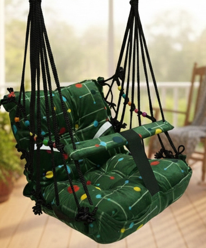 KD CREATION Cotton Swing for Kids Baby's Children Folding and Washable 1-63Years Swings(Green)