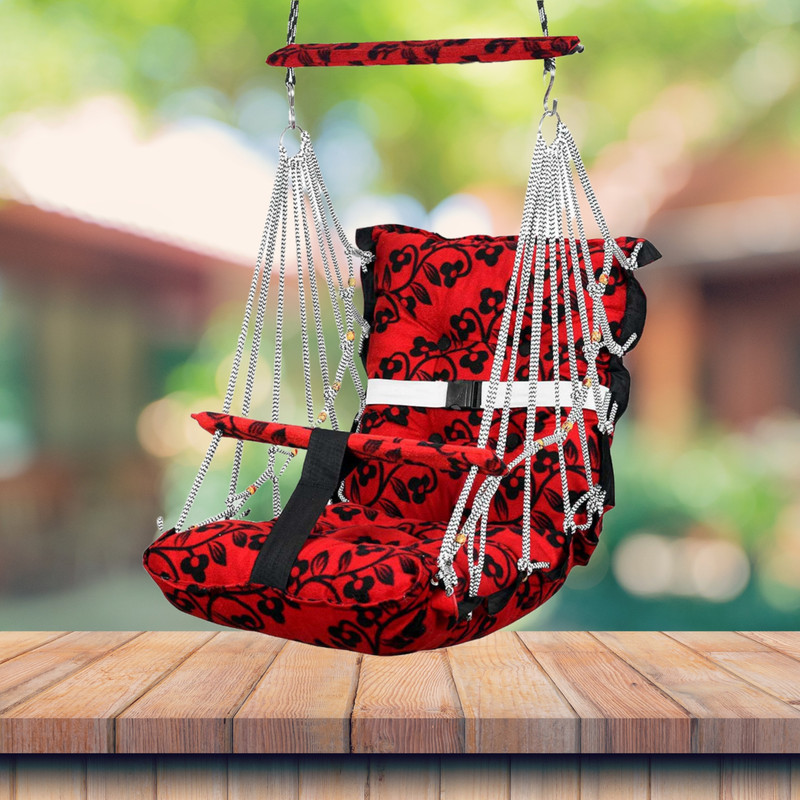 JD ENTERPEISE New Cotton Swing Chair For Baby's Children Folding & Washable 1 To 5 Years Swings(Red, Black)