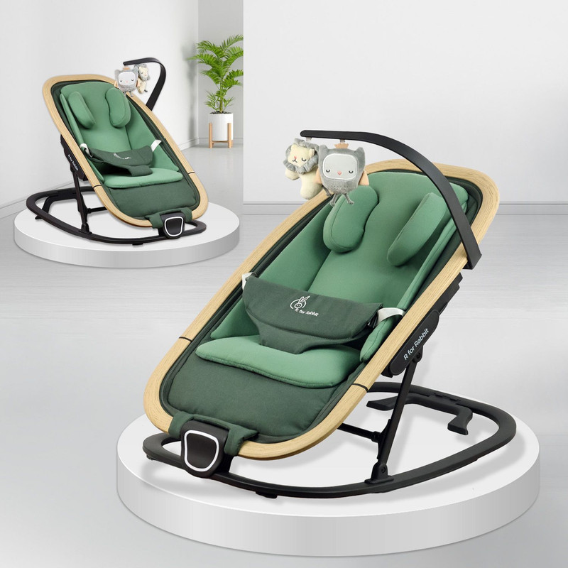 R for Rabbit Rock N Nap Bliss Rocker for Babies with 3 Point Safety Harness and Light Weight Rocker and Bouncer(Green)