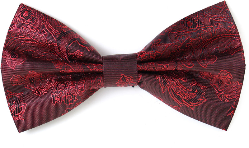 RANDOM STRIPE Bow Tie For Men With Stylish Brooch Self Bow(Red)