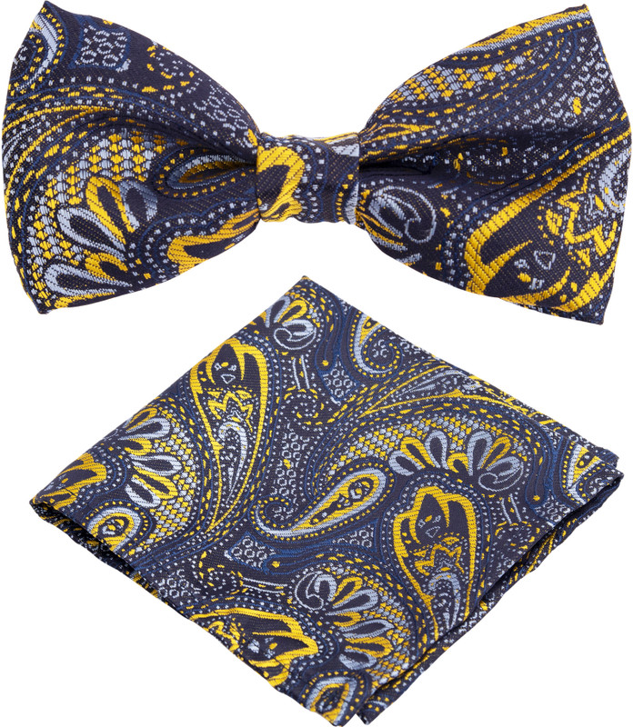 To The Nines Blue Checks Bow Tie & Matching Pocket Square Cross Bow(Blue)