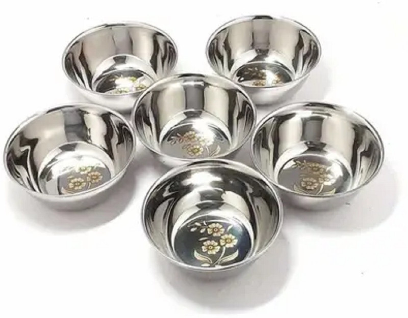 vs enter Stainless Steel Vegetable Bowl Vegetable Bowl Premium Food Grade(Pack of 6, Steel)