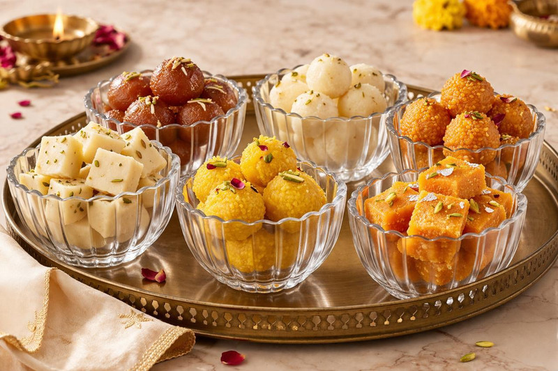 FLORAL Glass Serving Bowl Viva Serving Bowl Small(Pack of 6, Clear)