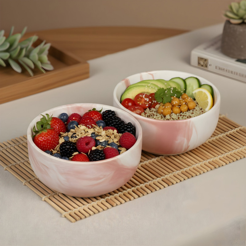 Liva Ceramic Serving Bowl New Trendy Ceramic bowls for Snacks, Pasta, Rice, Dal, Noodles, Maggi & More(Pack of 2, Off White, White)