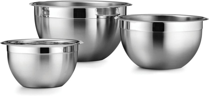 AppEasy Stainless Steel Mixing Bowl Stainless Steel Serving and Mixing Bowl Set of 3 Without Lid (500/1000/2000ml).(Pack of 3, Steel)