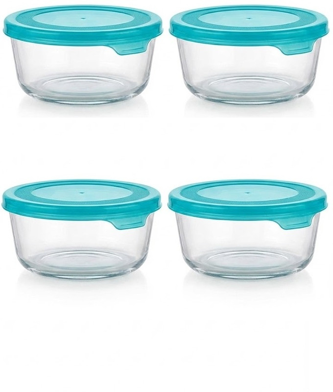 Massive Reckon Glass, Plastic Mixing Bowl Mixing Glass Bowl With PVC Random Lid 250 ml 4 pvc(Pack of 4, Clear)