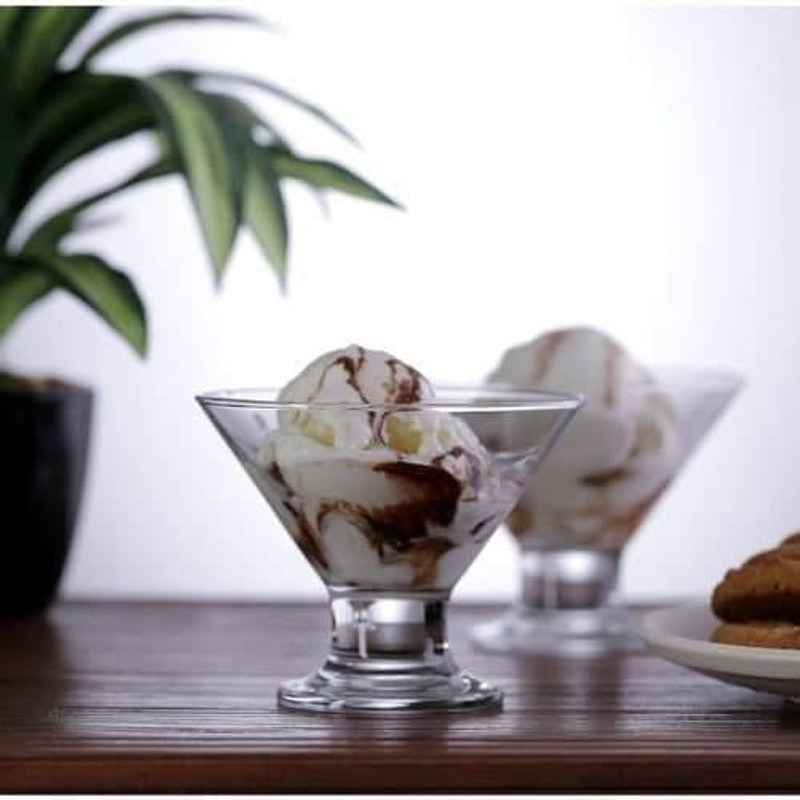 Toxen Glass Mixing Bowl Dessert Bowl Ice Cream Cup Bowl with Desert ,Sweet Dish Serving Set(Pack of 6, Clear)