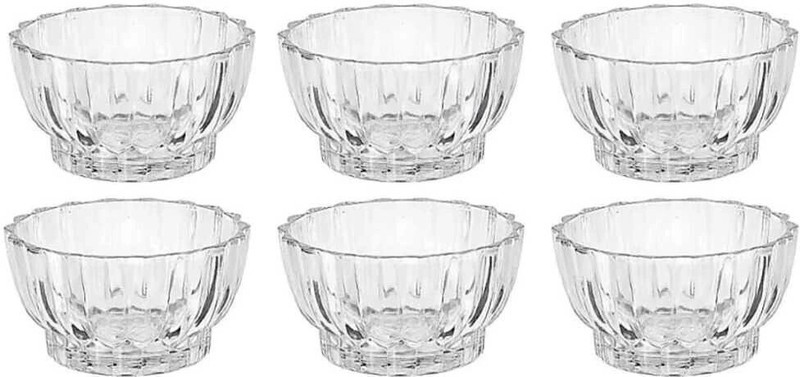 SRKBS Glass Serving Bowl Crockware Crystal Clear Bowl(Pack of 6, Clear)