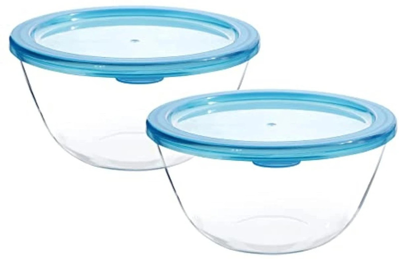 AARCGLASS Glass Storage Bowl AARC Glass Microwave Safe Bowl, Dishwasher Safe, Leak Proof Set of 2 (600ml)(Pack of 2, Clear)