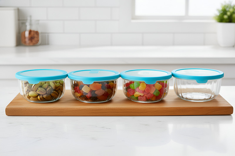Urban Centre Glass Storage Bowl Storage Containers Bowl Set with Airtight Plastic Lids(Pack of 4, Clear)