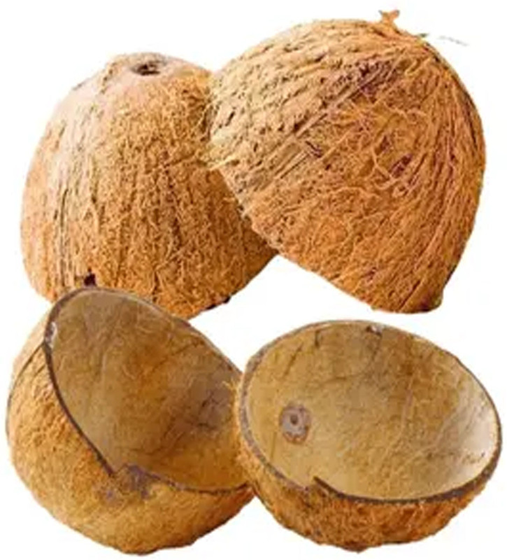 ZAILAND Wooden Decorative Bowl Natural Coconut Shell|Coconut Raw Shell|Home Decor and Crafts-UNPOLISHED Disposable(Pack of 4, Brown)
