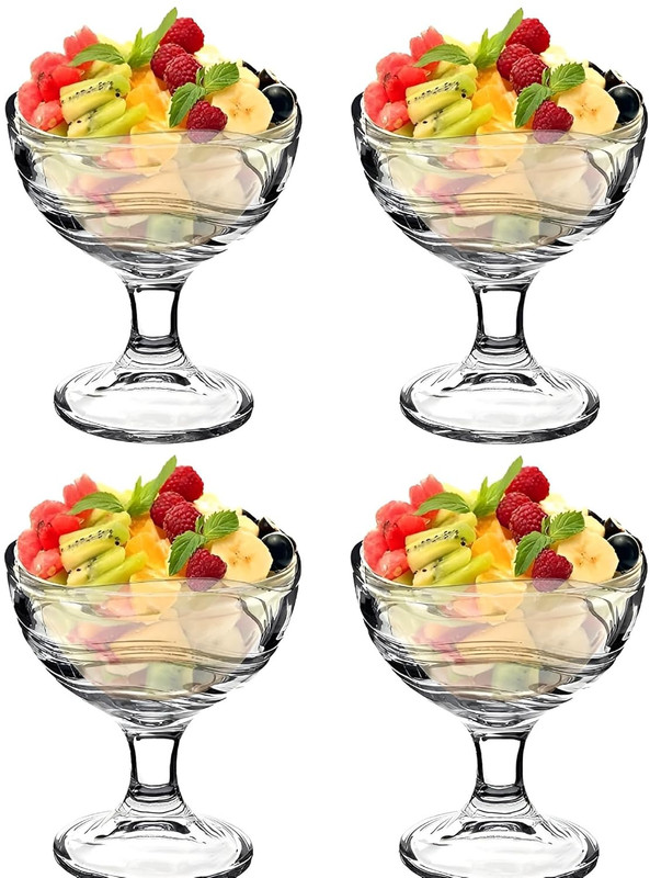 GOSK Enterprise Glass Serving Bowl Glass Dessert Bowl Designer Ice Cream Bowl Set of 6 Pudding & Custard Salad Bowl(Pack of 6, Clear)
