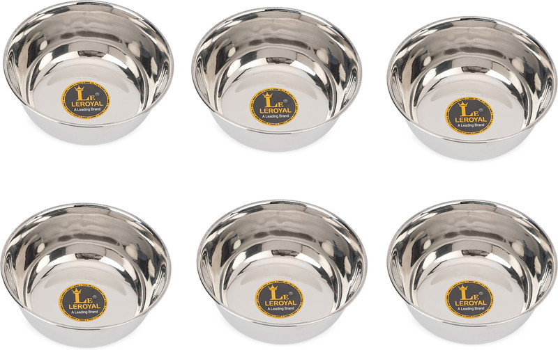 LEROYAL Stainless Steel Vegetable Bowl Regular use bowl set(Pack of 6, Steel)