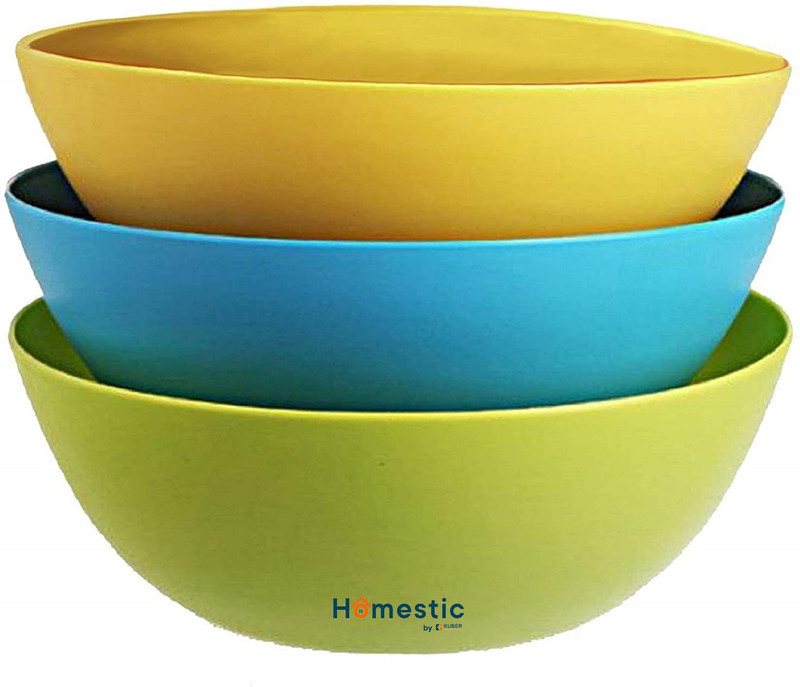 HOMESTIC Plastic Mixing Bowl Plastic Microwave Safe 6 Pieces Mixing Bowl Set- 500,1000 ML (Multi)(Pack of 6, Multicolor)