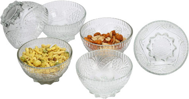 Glassic Glass Candy Bowl serving fruits, candy, Chocolate, Dry-fruits, Deserts, Ice cream, Sweets Disposable(Pack of 6, Clear)