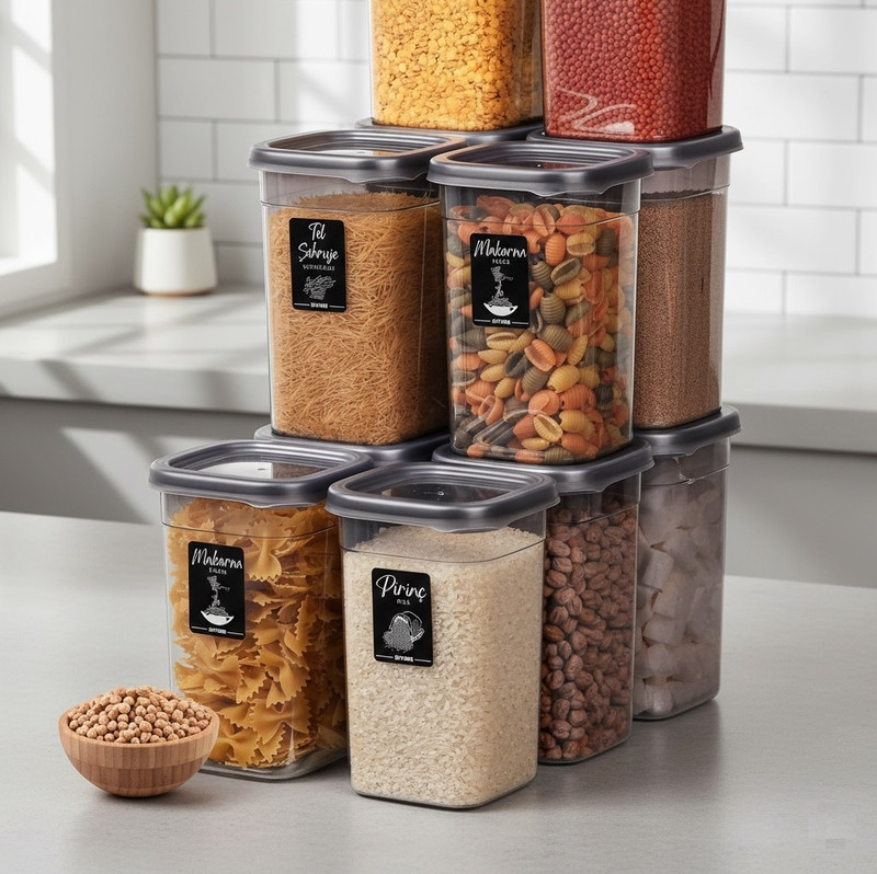 3D METRO SUPER STORE Plastic Storage Bowl Plastic Airtight Kitchen Storage Container Set Stackable BPA Free 1200Ml(Pack of 6, Grey)