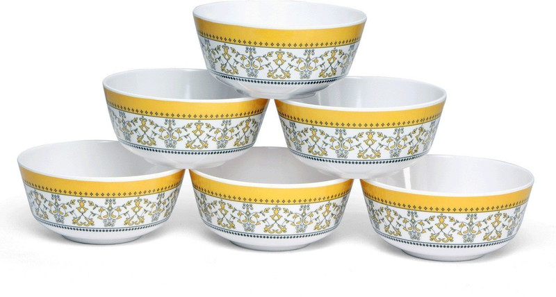 Superware Melamine Vegetable Bowl Food Grade | Bowl Set 4 inches – ForgetMeNot | Tableware, Glazed Finish,(Pack of 6, White)