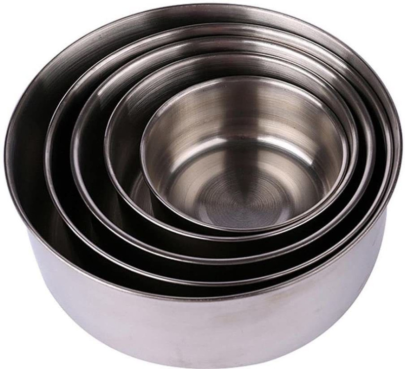HIVVO Stainless Steel Mixing Bowl Stainless Steel Airtight, Leak Proof Lunch Box(Pack of 5, Silver)
