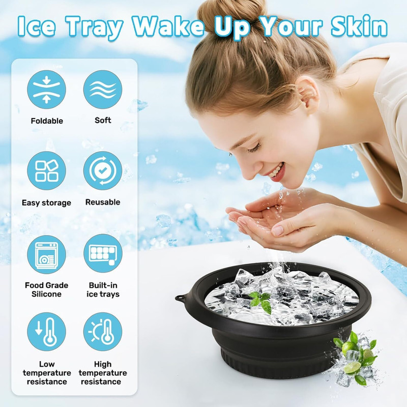 Vittamix IceGlow Pro Silicone Facial Ice Bath Bowl –1Pcs Black Edition Black Silicone Ice Cube Tray(Pack of1)