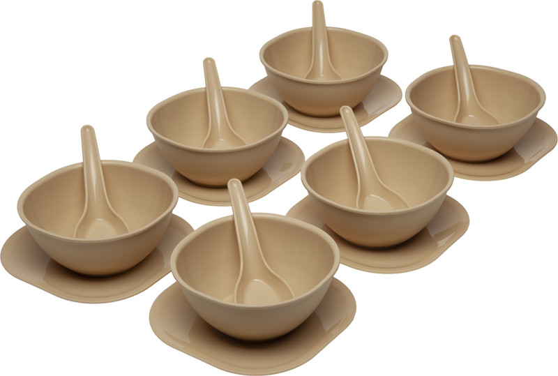 Gluman Polypropylene Soup Bowl 18 Pcs Set(Pack of 6, Beige, Yellow, White)