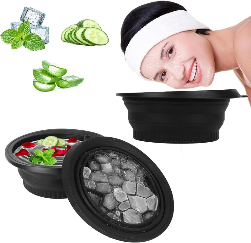 Deoxys Silicone Massage Bowl Ice Bath Facial Plunge Bowl for Skin Tightening & Acne Relief Disposable(Pack of 1, Black)