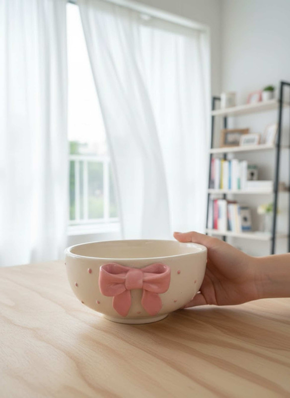 CLAYSHALA Ceramic Serving Bowl Bowl Set for Home | Daily Use Bowl | Dishwasher Safe | Ideal for Rice, Pasta(Pack of 1, Pink)