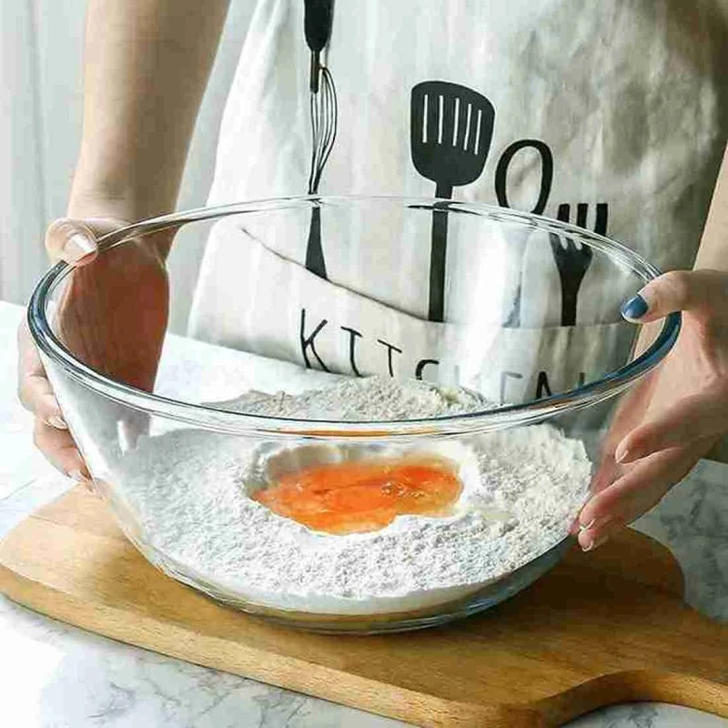 Armin Glass Mixing Bowl Borosillicate Glass , Container Oven & Microwave Safe Serving Bowl 2300 ml Disposable(Pack of 1, Clear)