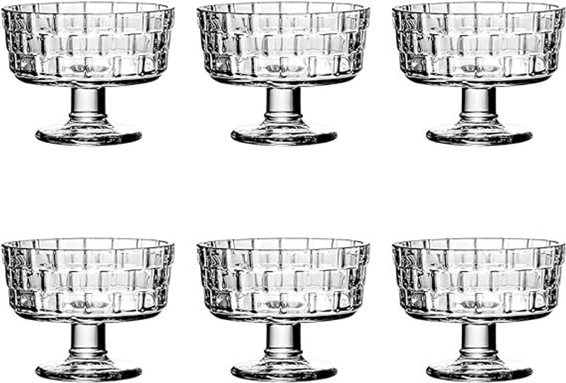 QPBM Glass Dessert Bowl Glass Ice Cream Cups 190ML Serving Bowl for Ice Cream,Chocolate, Dessert Cup(Pack of 6, Clear)