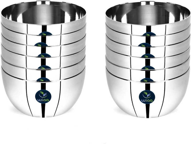 GALOOF Stainless Steel Vegetable Bowl stainless steel heavy gauge bowl set of 6(Pack of 6, Steel)