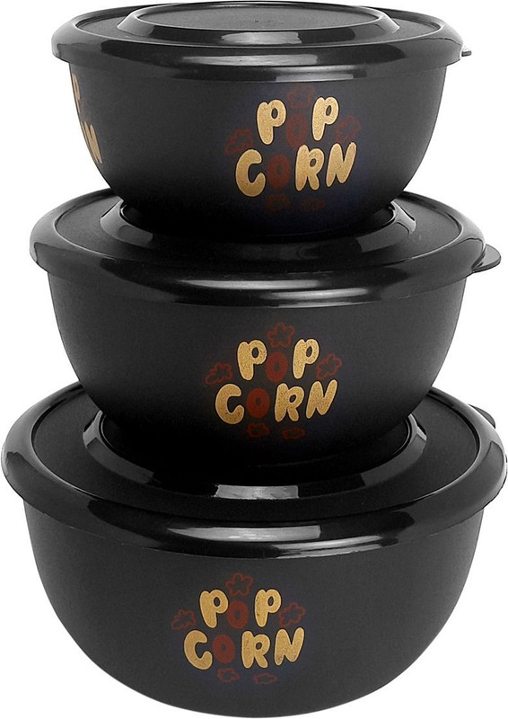 Zaib Stainless Steel Storage Bowl Microwave safe Re-heating bowl container serving model-pcb14(Pack of 3, Black)